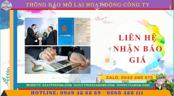THỦ TỤC THÔNG BÁO MỞ LẠI HOẠT ĐỘNG CÔNG TY TẠI HUẾ 5 Chi phí đăng ký hoạt động trở lại của của công ty tại Huế