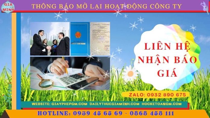 THỦ TỤC THÔNG BÁO MỞ LẠI HOẠT ĐỘNG CÔNG TY TẠI KON TUM 5 Chi phí đăng ký hoạt động trở lại của của công ty tại Kon Tum