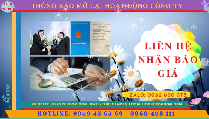 Chi phí đăng ký hoạt động trở lại của của công ty tại Lai Châu