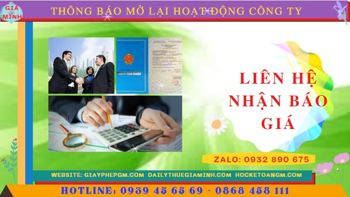Chi phí đăng ký hoạt động trở lại của của công ty tại Long An