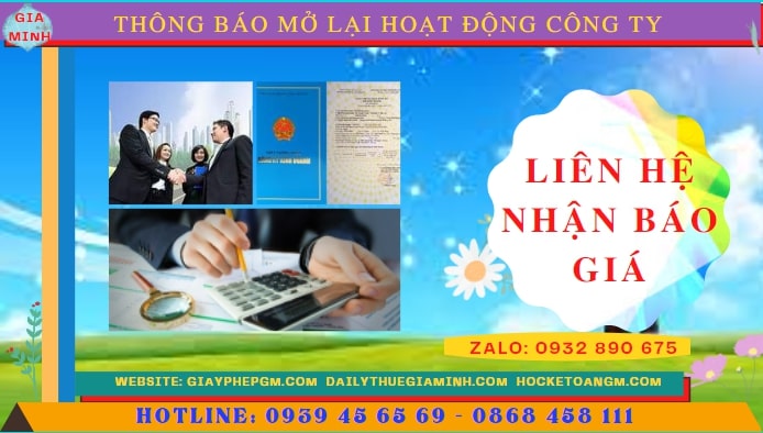 Chi phí đăng ký hoạt động trở lại của của công ty tại Nam Định