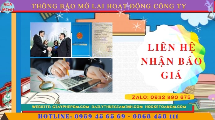 Chi phí đăng ký hoạt động trở lại của của công ty tại Nghệ An
