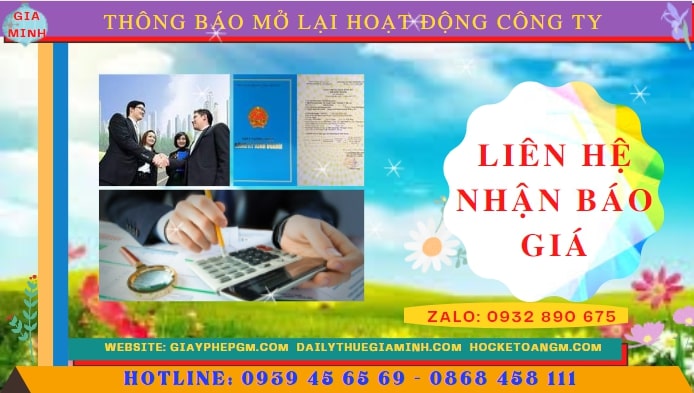 Chi phí đăng ký hoạt động trở lại của của công ty tại Nha Trang