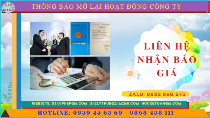 THỦ TỤC THÔNG BÁO MỞ LẠI HOẠT ĐỘNG CÔNG TY TẠI NINH BÌNH 5 Chi phí đăng ký hoạt động trở lại của của công ty tại Ninh Bình