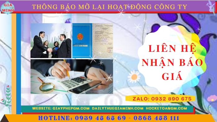 Thủ tục thông báo mở lại hoạt động công ty tại Ninh Thuận đúng luật, nhanh chóng 5 Chi phí đăng ký hoạt động trở lại của của công ty tại Ninh Thuận