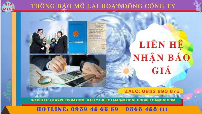Chi phí đăng ký hoạt động trở lại của của công ty tại Phú Yên