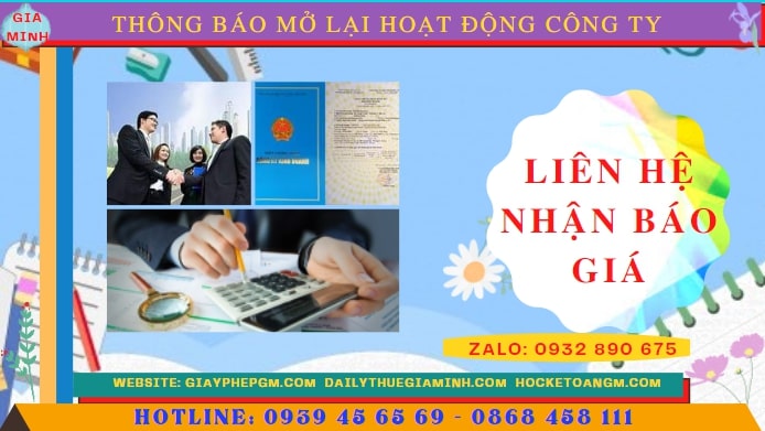 Chi phí đăng ký hoạt động trở lại của của công ty tại Quảng Bình