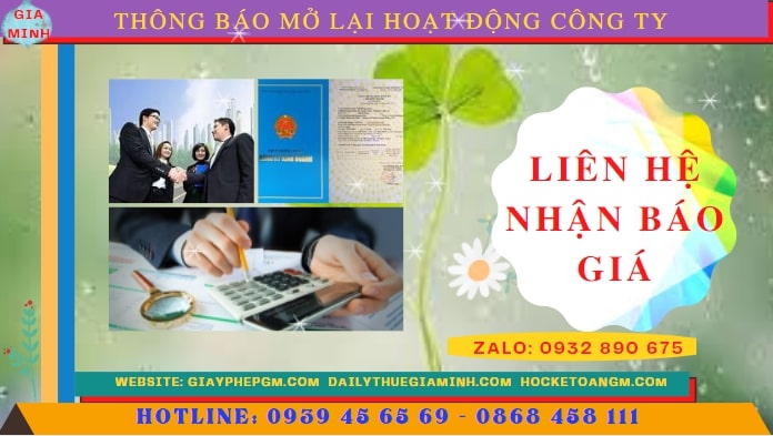 Thủ tục thông báo mở lại hoạt động công ty tại Quảng Nam – Gia Minh hỗ trợ trọn gói 5 Chi phí đăng ký hoạt động trở lại của của công ty tại Quảng Nam