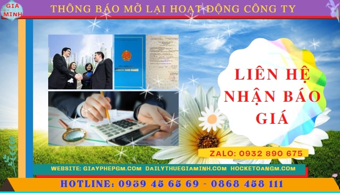 Chi phí đăng ký hoạt động trở lại của của công ty tại Sơn La