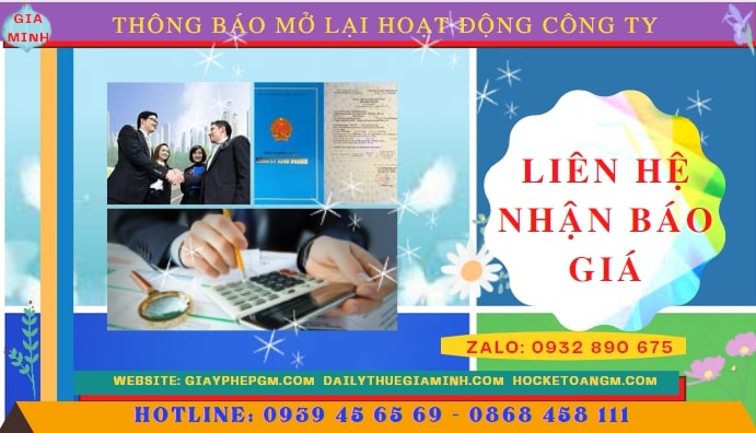 Chi phí đăng ký hoạt động trở lại của của công ty tại Thành Phố Cần Thơ