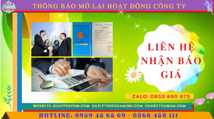 Chi phí đăng ký hoạt động trở lại của của công ty tại Thành Phố Đà Nẵng