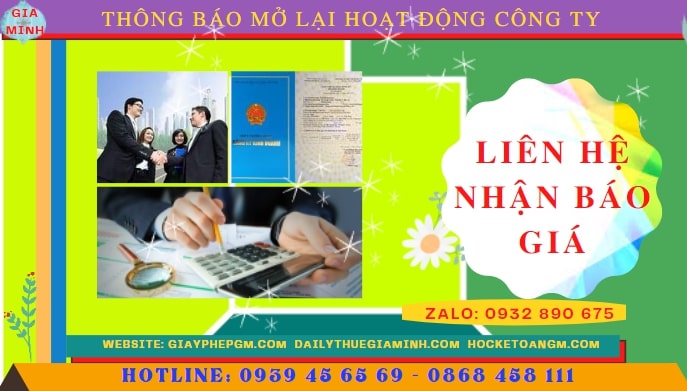 THỦ TỤC THÔNG BÁO MỞ LẠI HOẠT ĐỘNG CÔNG TY TẠI THÀNH PHỐ HÀ NỘI 5 Chi phí đăng ký hoạt động trở lại của của công ty tại Thành Phố Hà Nội