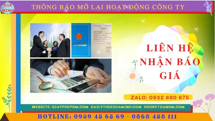 Chi phí đăng ký hoạt động trở lại của của công ty tại Thành Phố Hải Phòng