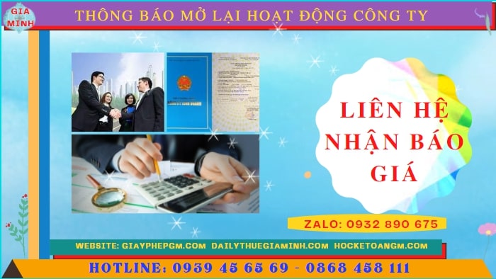 Chi phí đăng ký hoạt động trở lại của của công ty tại Thành Phố Huế