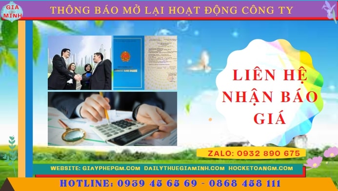 Chi phí đăng ký hoạt động trở lại của của công ty tại Thành Phố Hưng Yên