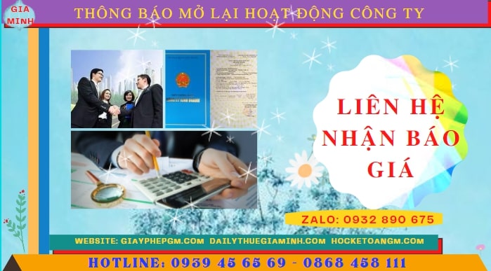 Chi phí đăng ký hoạt động trở lại của của công ty tại Thừa Thiên Huế
