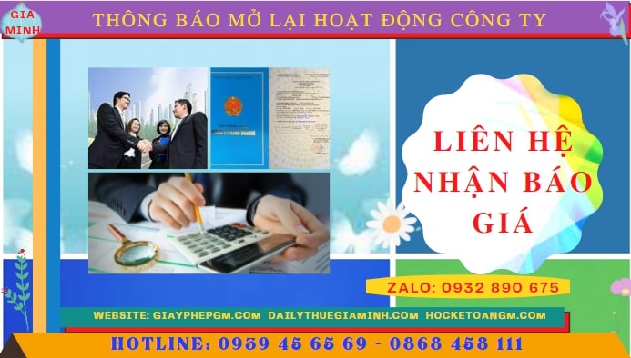 Chi phí đăng ký hoạt động trở lại của của công ty tại Ninh Kiều