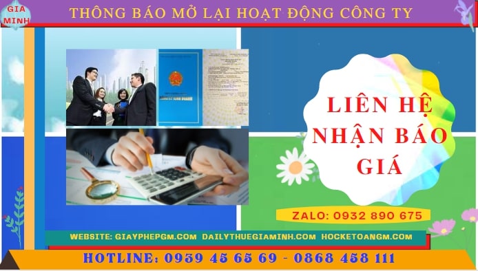 Chi phí đăng ký hoạt động trở lại của của công ty tại TP Đà Nẵng