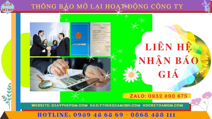Chi phí đăng ký hoạt động trở lại của của công ty tại TP Hồ Chí Minh