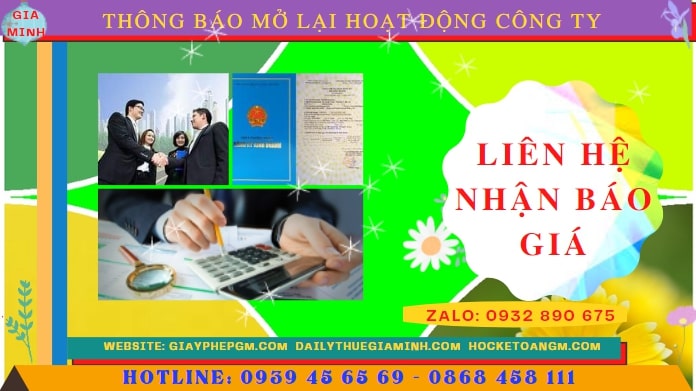 Chi phí đăng ký hoạt động trở lại của của công ty tại tphcm
