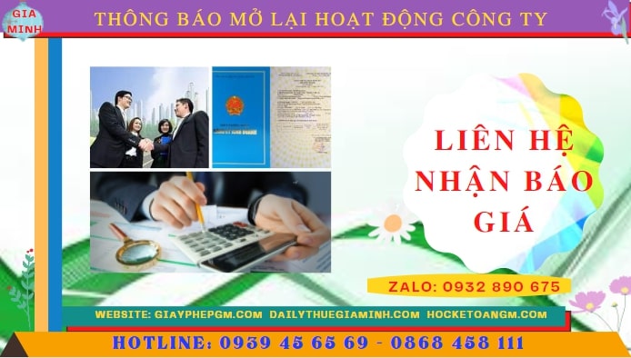 Chi phí đăng ký hoạt động trở lại của của công ty tại Trà Vinh