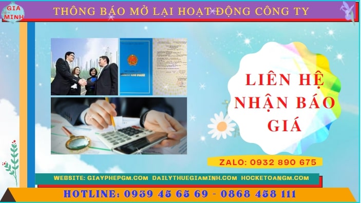 Chi phí đăng ký hoạt động trở lại của của công ty tại TT Huế