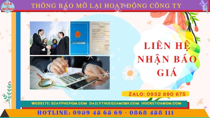 Chi phí đăng ký hoạt động trở lại của của công ty tại Tuyên Quang