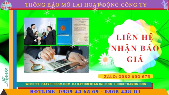 Chi phí đăng ký hoạt động trở lại của của công ty tại Vĩnh Long