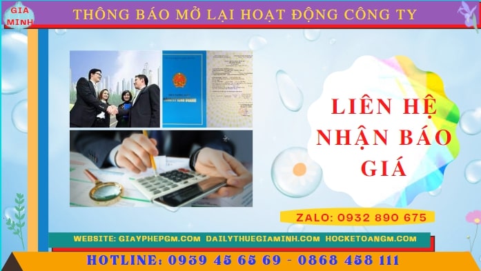 Chi phí đăng ký hoạt động trở lại của của công ty tại Yên Bái