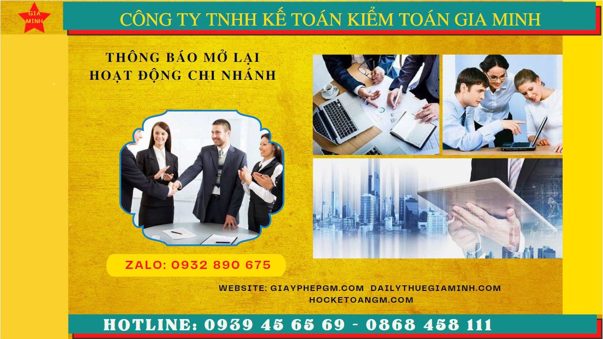 THỦ TỤC THÔNG BÁO MỞ LẠI HOẠT ĐỘNG CHI NHÁNH TẠI CÀ MAU 4 Thủ tục thông báo hoạt động trở lại của chi nhánh tại Cà Mau