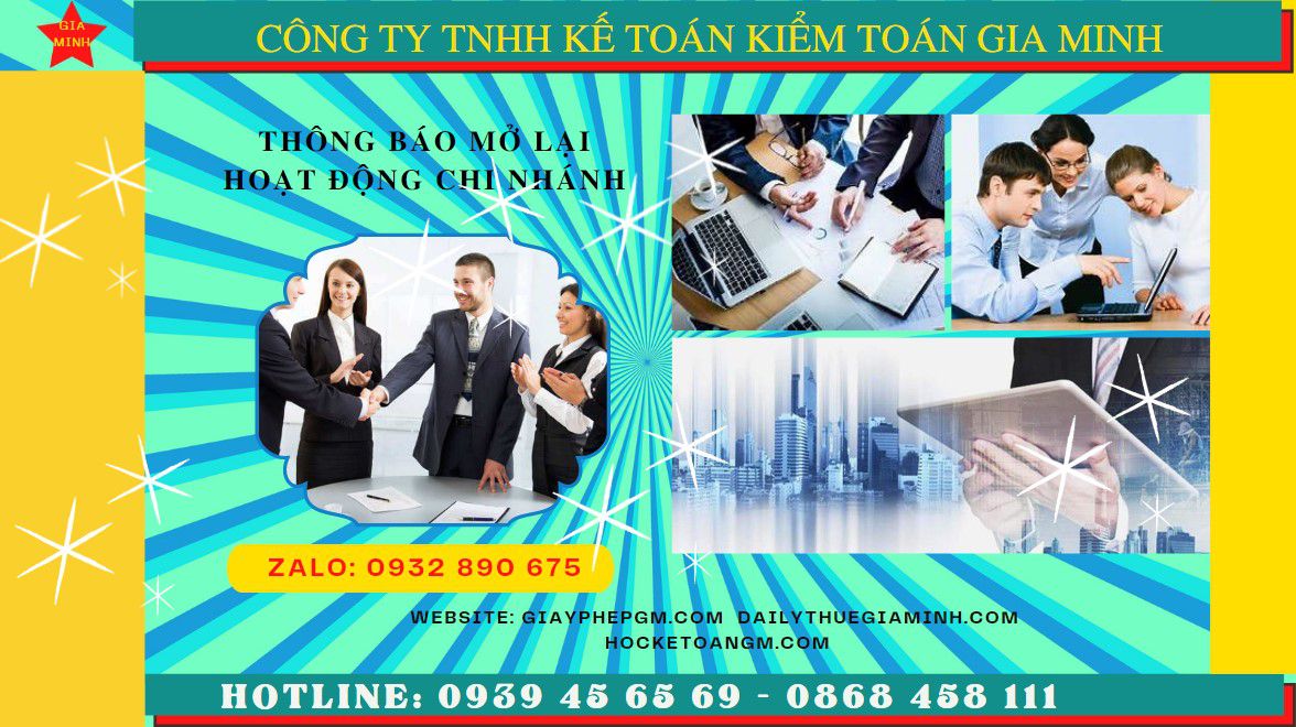 Thủ tục thông báo hoạt động trở lại của chi nhánh tại Cao Bằng 