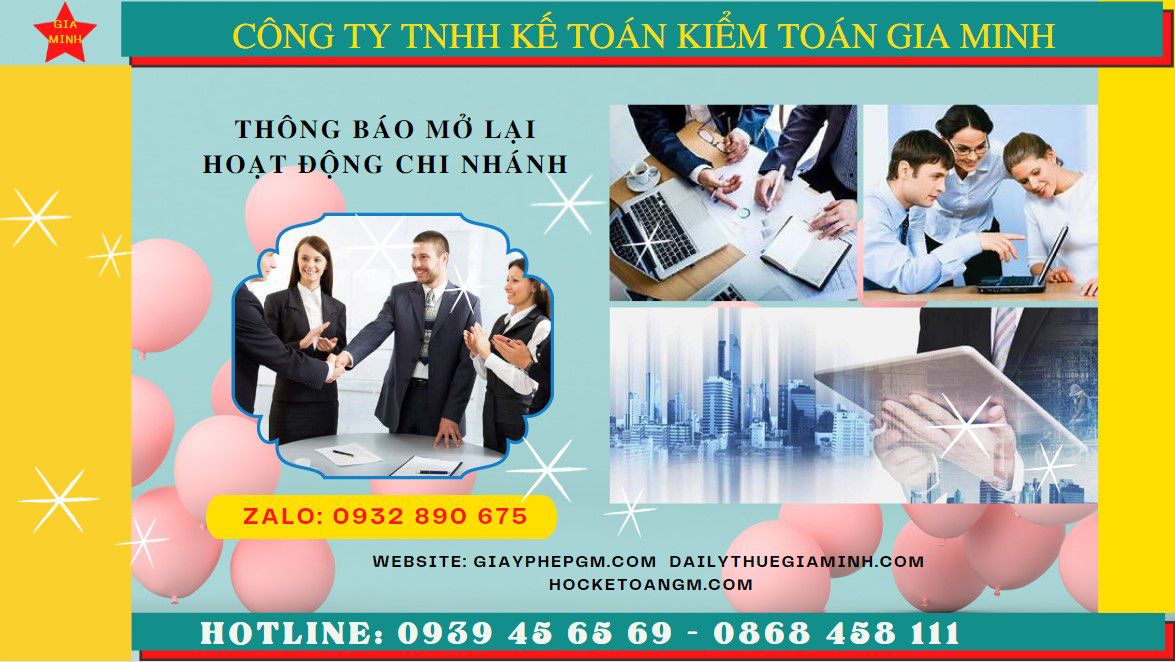 Thủ tục thông báo mở lại hoạt động chi nhánh tại Điện Biên