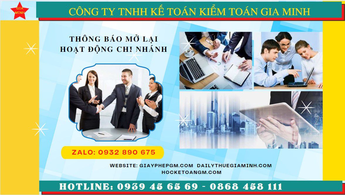 THỦ TỤC THÔNG BÁO MỞ LẠI HOẠT ĐỘNG CHI NHÁNH TẠI LAI CHÂU 4 Thủ tục thông báo mở lại hoạt động chi nhánh tại Lai Châu