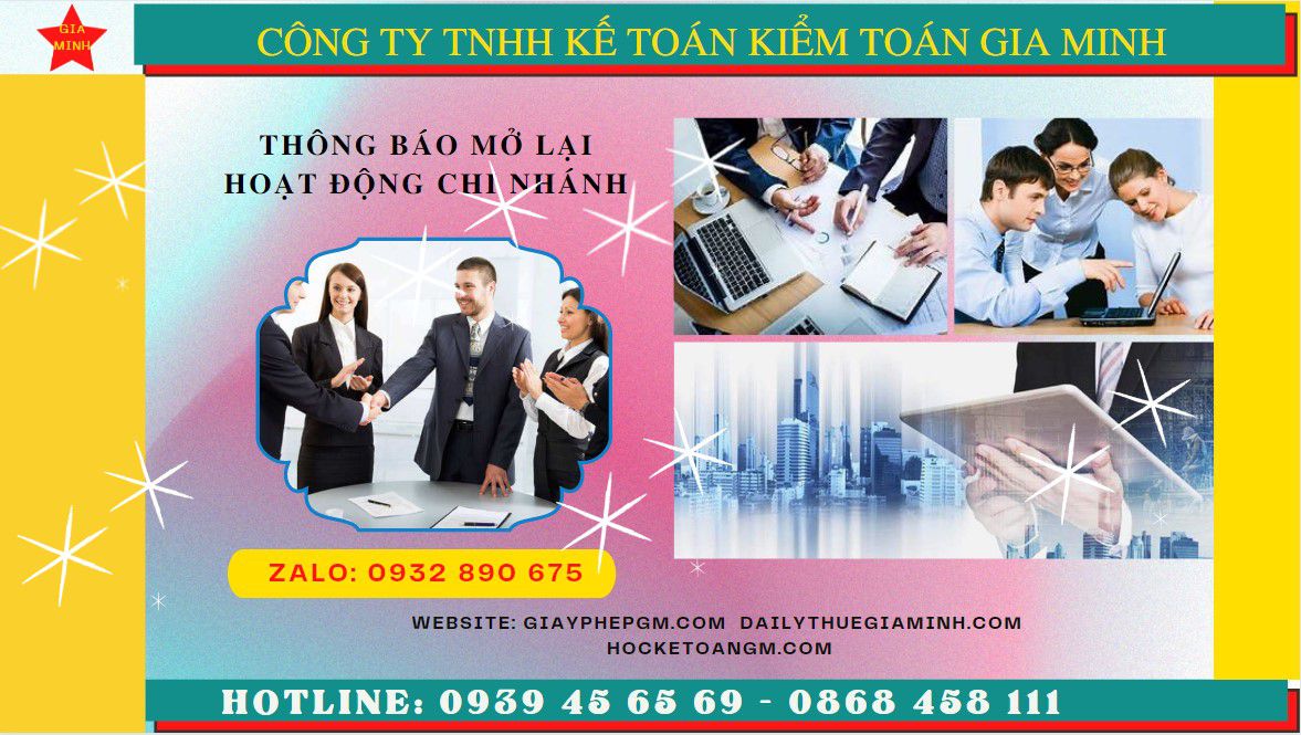 THỦ TỤC THÔNG BÁO MỞ LẠI HOẠT ĐỘNG CHI NHÁNH TẠI NAM ĐỊNH 4 Thủ tục thông báo hoạt động trở lại của chi nhánh tại Nam Định