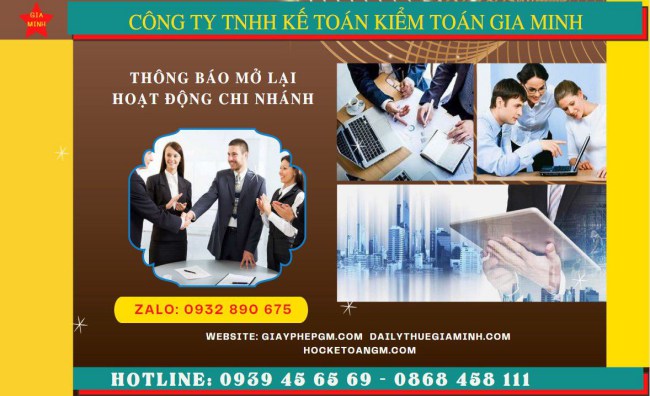 Thủ tục thông báo hoạt động trở lại của chi nhánh tại Phú Thọ 