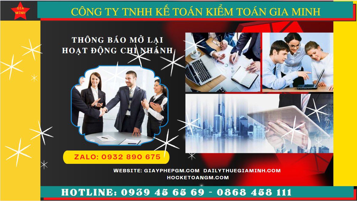 THỦ TỤC THÔNG BÁO MỞ LẠI HOẠT ĐỘNG CHI NHÁNH TẠI THÁI NGUYÊN 4 Thủ tục thông báo hoạt động trở lại của chi nhánh tại Thái Nguyên
