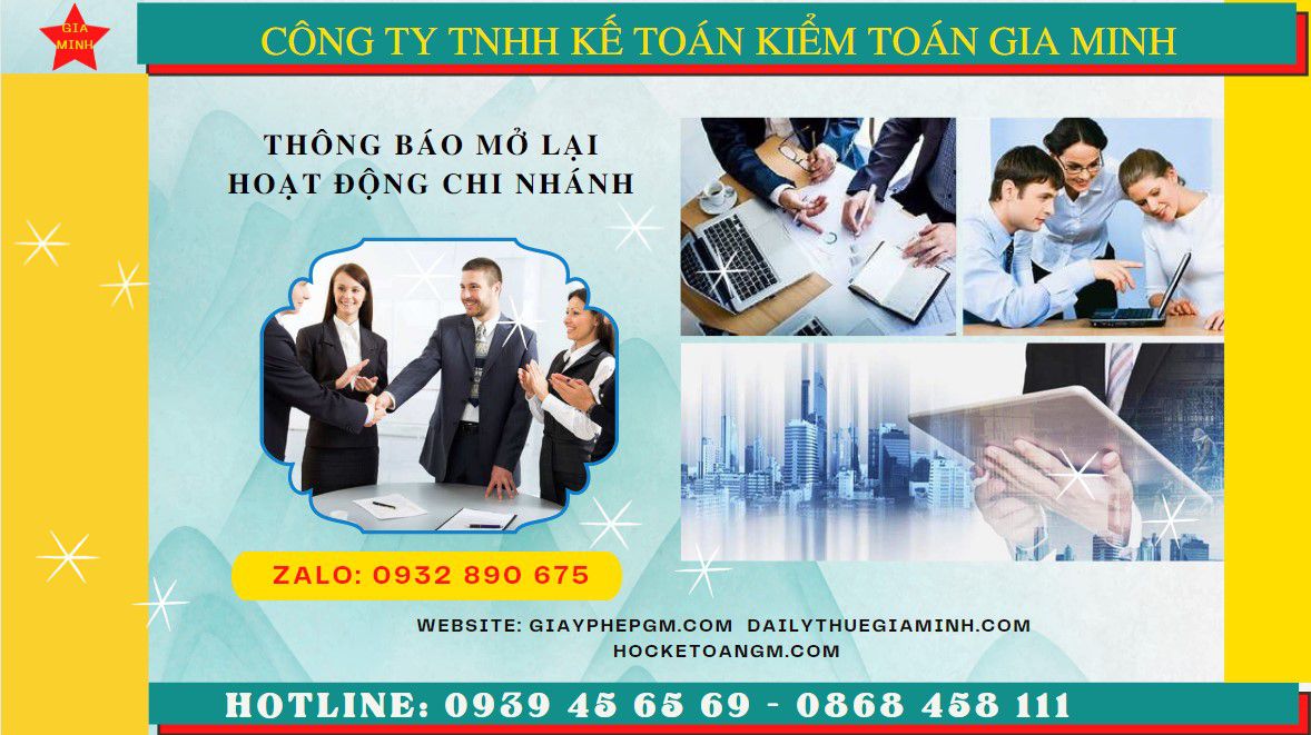 THỦ TỤC THÔNG BÁO MỞ LẠI HOẠT ĐỘNG CHI NHÁNH TẠI VĨNH PHÚC 4 Thủ tục thông báo mở lại hoạt động chi nhánh tại Vĩnh Phúc