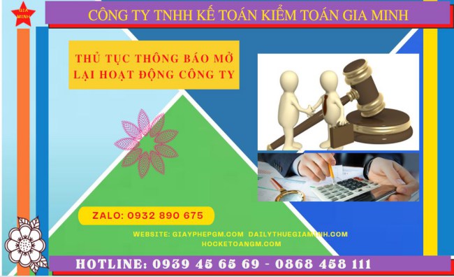 Thủ tục thông báo hoạt động trở lại của công ty tại An Giang