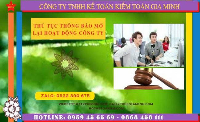 Thủ tục thông báo mở lại hoạt động công ty tại Bà Rịa Vũng Tàu