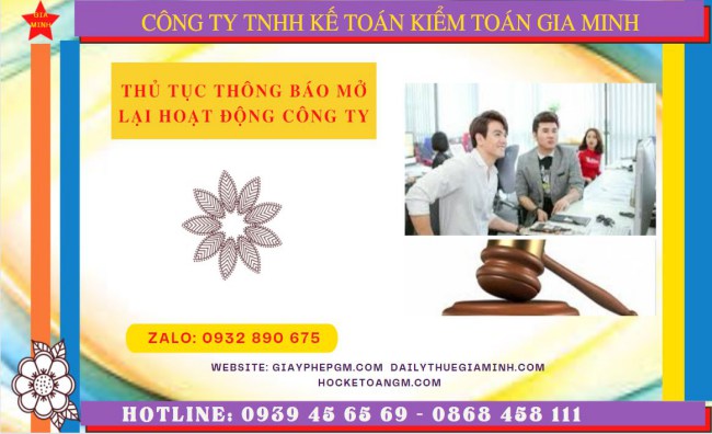 Thủ tục thông báo mở lại hoạt động công ty tại Bình Định