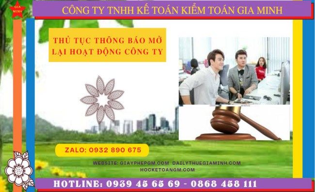 Thủ tục thông báo mở lại hoạt động công ty tại Đắk Nông