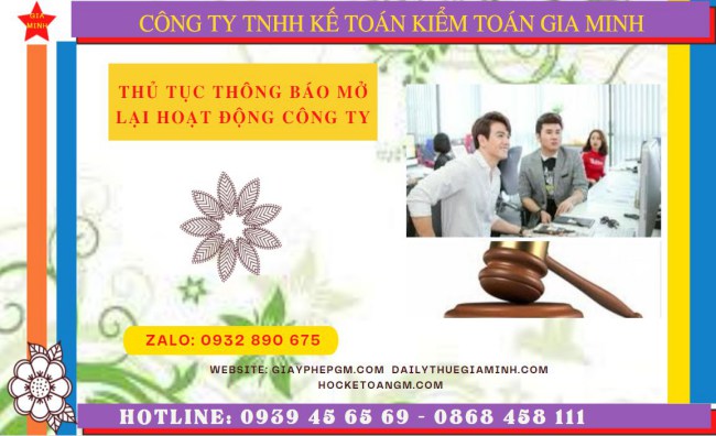 Thủ tục thông báo mở lại hoạt động công ty tại Điện Biên