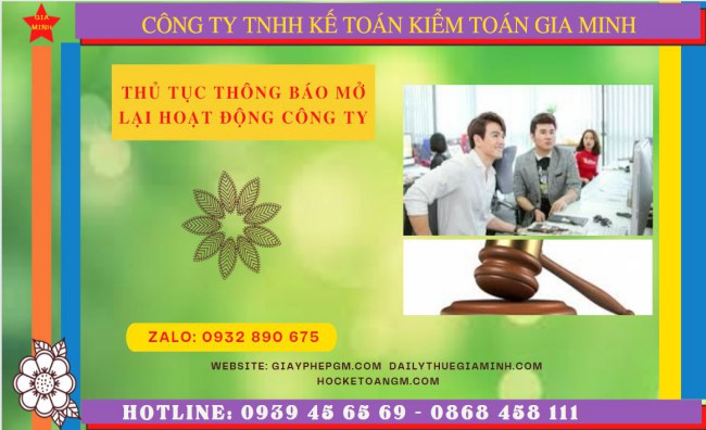 Thủ tục thông báo mở lại hoạt động công ty tại Hòa Bình