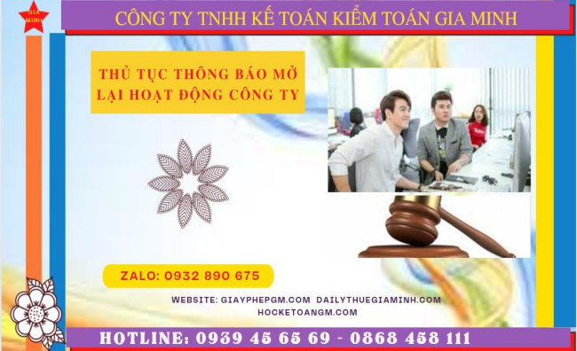Thủ tục thông báo hoạt động trở lại của công ty tại Khánh Hòa