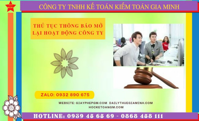 Thủ tục thông báo mở lại hoạt động công ty tại Lai Châu