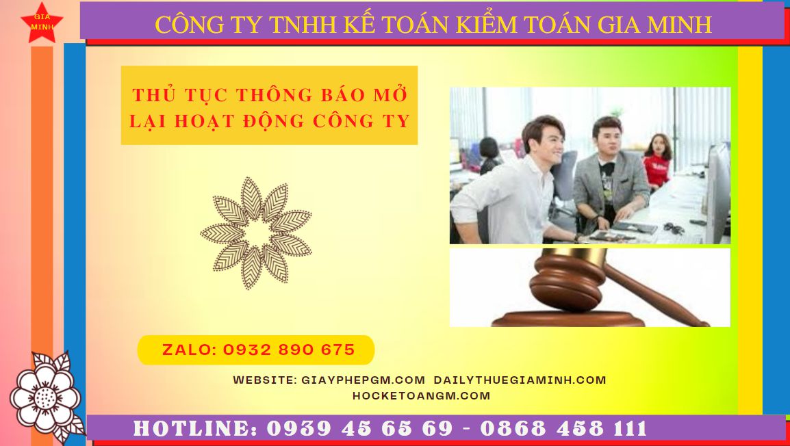 Thủ tục thông báo mở lại hoạt động công ty tại Lào Cai