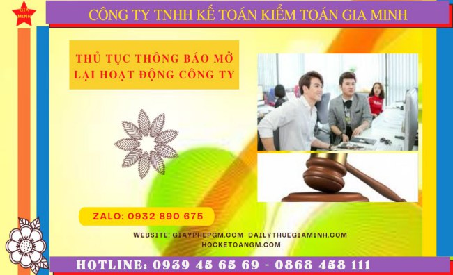 Thủ tục thông báo hoạt động trở lại của công ty tại Long An