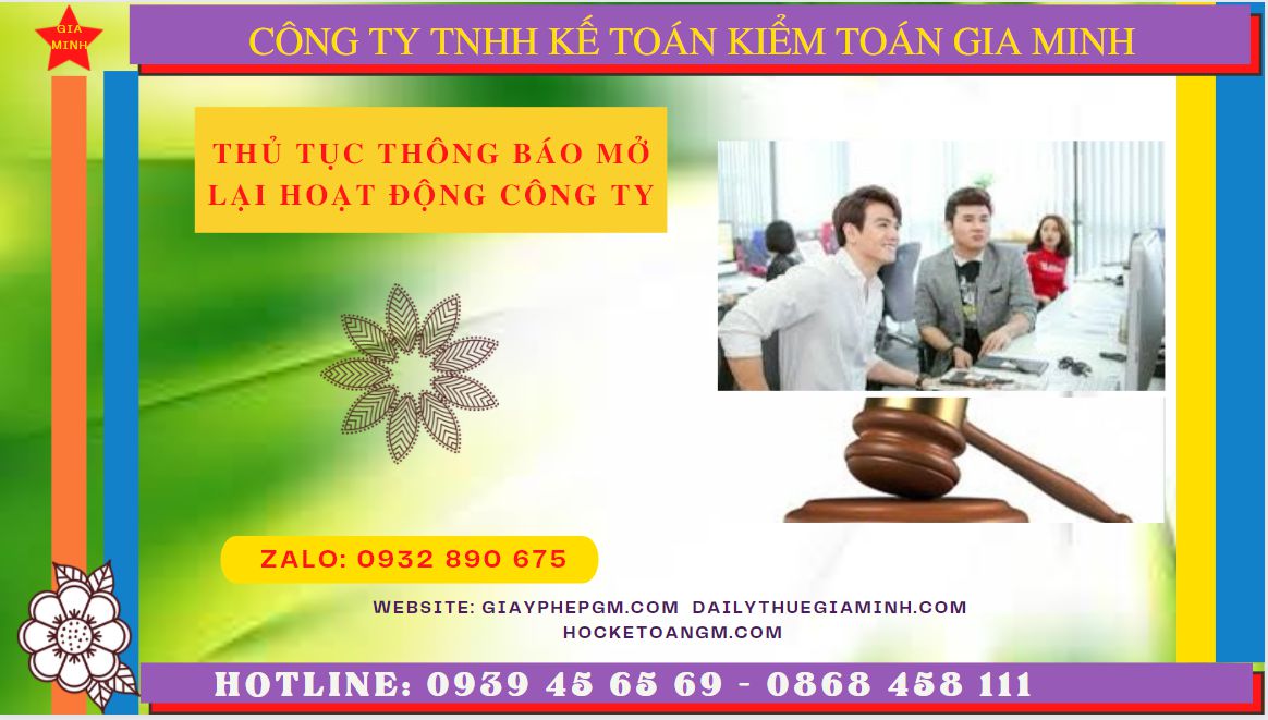 Thủ tục thông báo mở lại hoạt động công ty tại Nghệ An