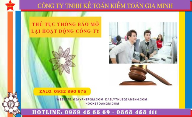 Thủ tục thông báo mở lại hoạt động công ty tại Nha Trang