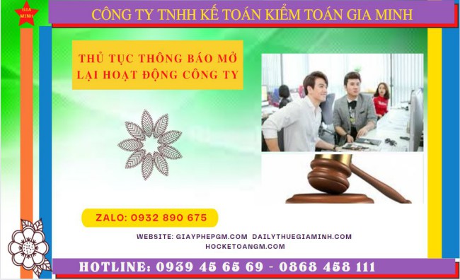 THỦ TỤC THÔNG BÁO MỞ LẠI HOẠT ĐỘNG CÔNG TY TẠI NINH BÌNH 4 Thủ tục thông báo mở lại hoạt động công ty tại Ninh Bình